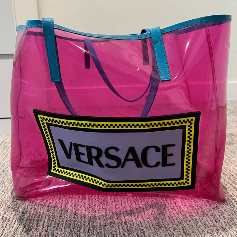 Versace Pink and Blue Tote Bag